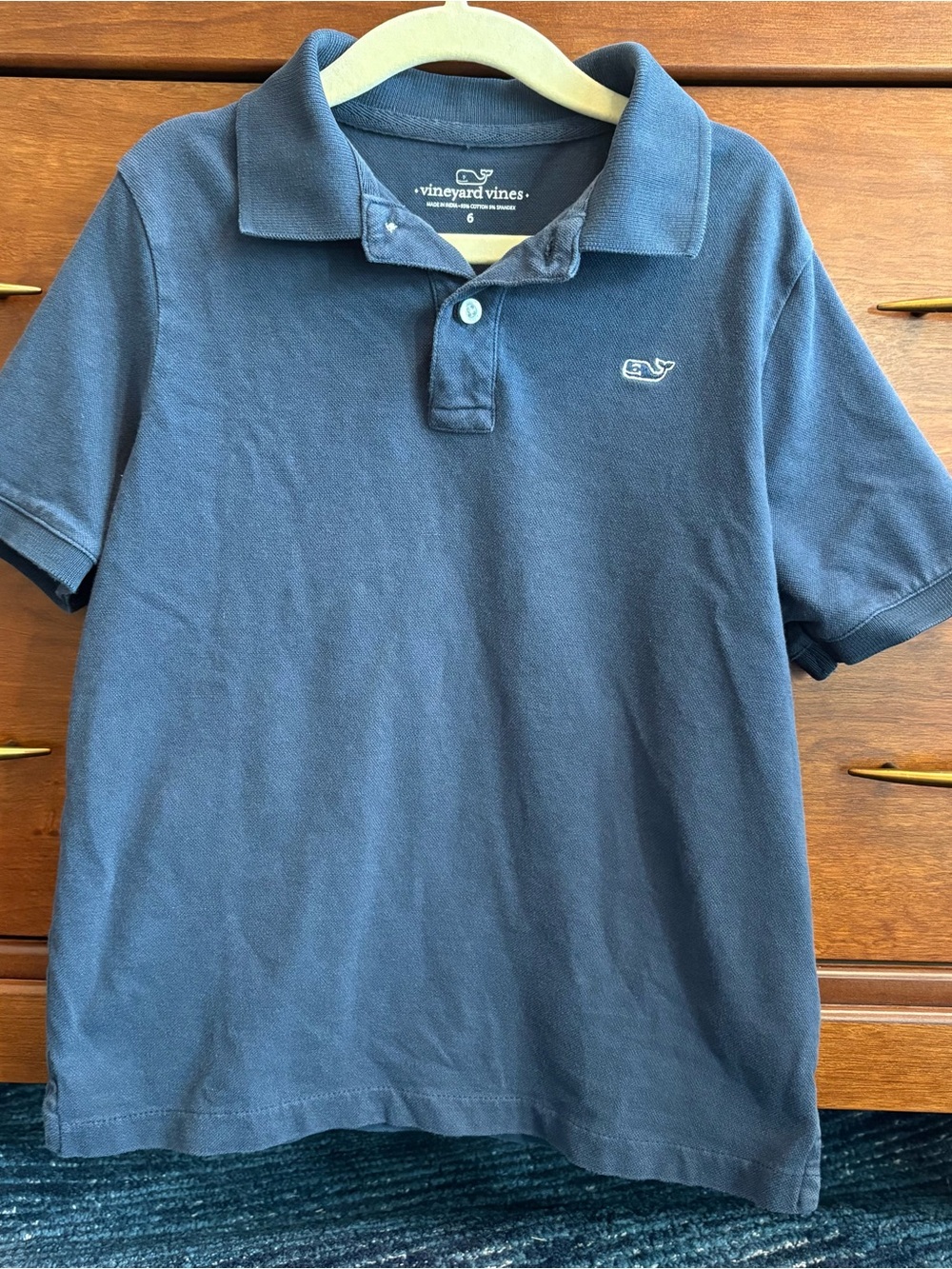 Vineyard Vines Boys Dark Blue Whale Polo Shirt Size 6